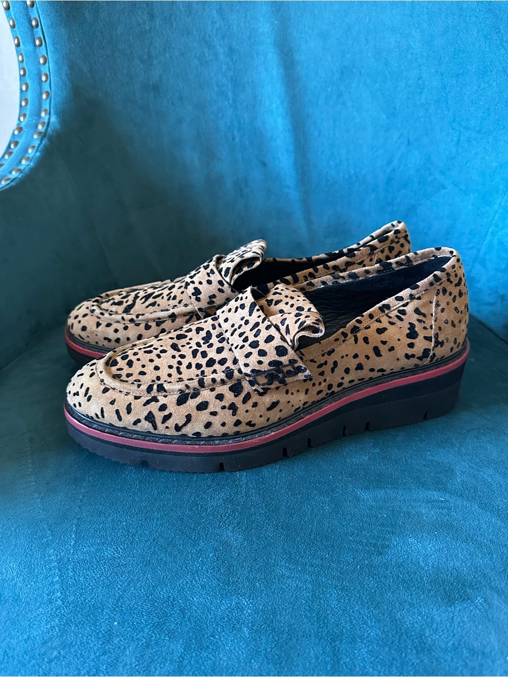 rag & bone Taryn Cheetah Print Suede Platform Loafers Vibram Sole